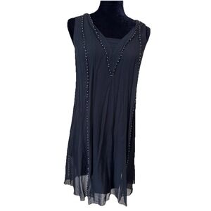 Club Monaco‎ - Black Silk Dress With Beads Size 0